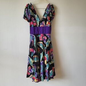 Trashy Diva Multicolor Feather Print Midi Dress